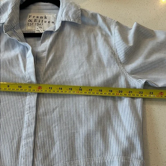 Frank + Eileen Drake Stripe Shirt Dress Blue White - Picture 9 of 13